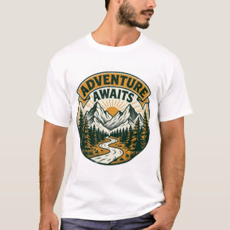Camiseta Aventura Espera Montanha ao Ar Livre Vintage