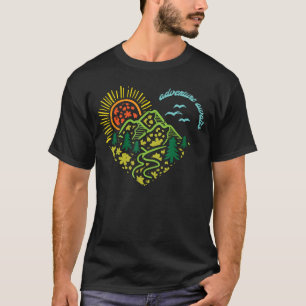 Camiseta Aventura Espera Montanhas Sol Camping Hiking Mulhe