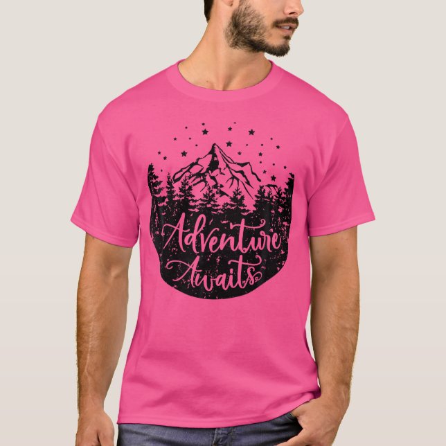 Camiseta Aventura Espera No Excelente Ao Ar Livre Para Acam (Frente)