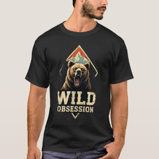 Camiseta Aventura Esportiva ao Ar Livre Urso Obsessão Selva