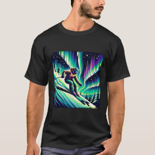 Camiseta Aventura Esqui Sob Luzes De Norte