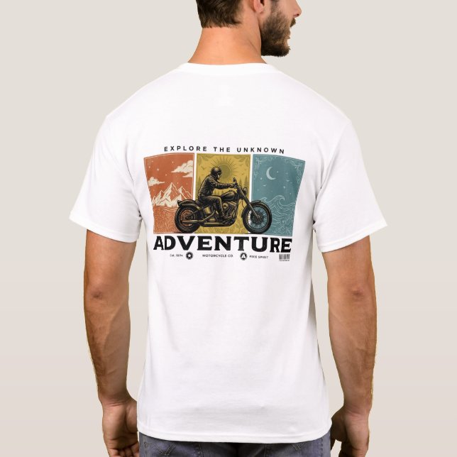 Camiseta Aventura, Explore o Desconhecido (Verso)