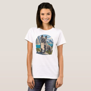 Camiseta Aventura Majestosa do Bulldog Francês no Lago da M
