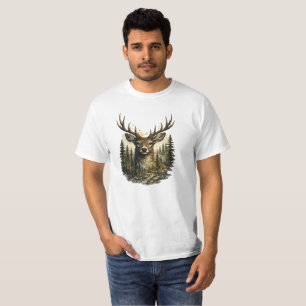Camiseta Aventura Majestosa na Floresta de Cervos Natureza