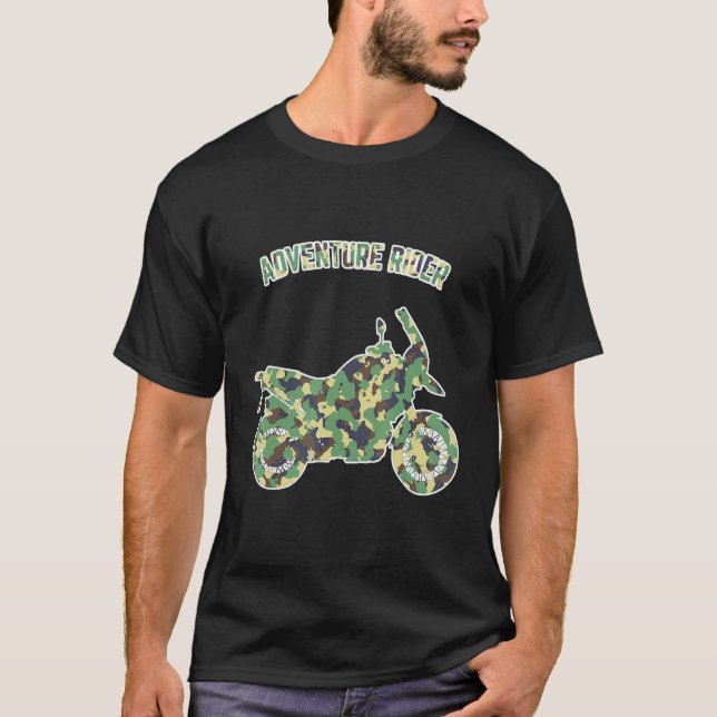 Camiseta Aventura Motorcycle Biker Off Road Rider Camoufla (Frente)