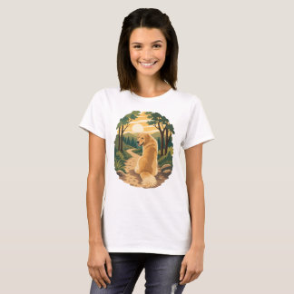 Camiseta Aventura no Caminho do Pôr do Sol com Golden Retri