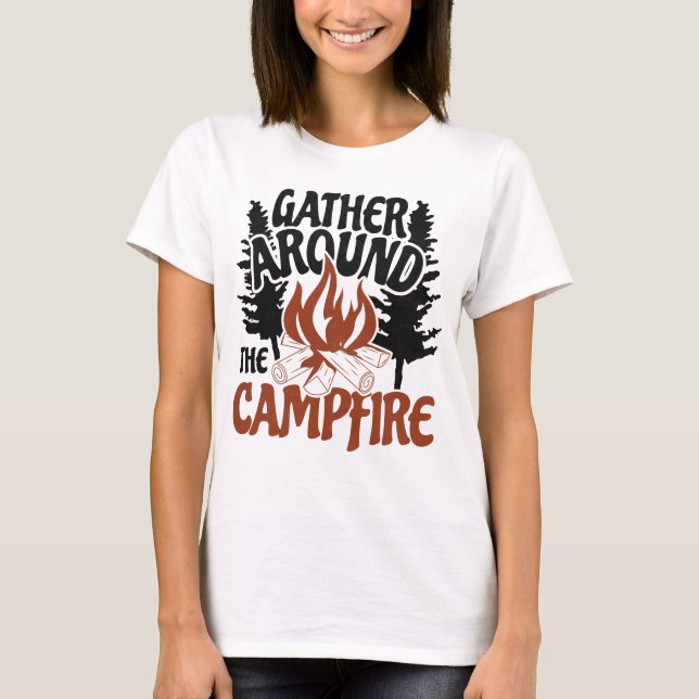 Camiseta Aventura no Exterior das Noites de Campfire (Frente)