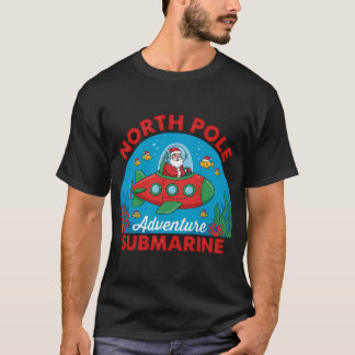 Camiseta Aventura no Pólo Norte Submarino Natal Divertido p