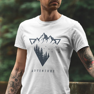 Camiseta Aventura para Montanhas Geométricas Modernas