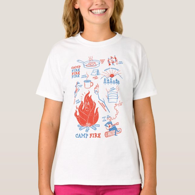 Camiseta Aventura Retro Campfire - Atividades Engraçadas de (Frente)
