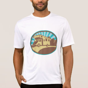 Camiseta Aventura Retro de Campervan de RV Montanha Sol Vin