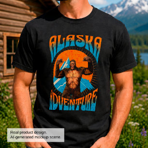 Camiseta Aventura Retro Sasquatch na Montanha do Alasca