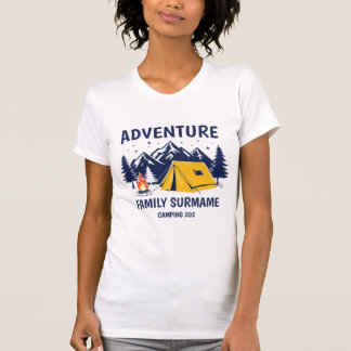 Camiseta Aventura Reunião de Acampamento Familiar Montanha
