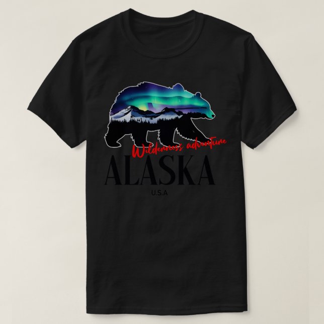 Camiseta aventura selvagem no Alasca EUA TShirt 2 (Frente do Design)