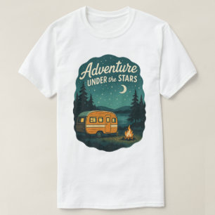 Camiseta Aventura sob a Arte de Acampamento Retroativo das