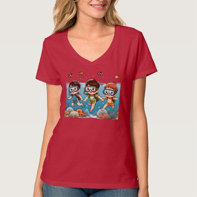 Camiseta Aventura Subaquática com Amigos (Frente)