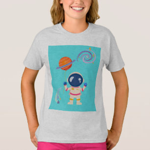 Camiseta Aventuras de desenho animado espacial.