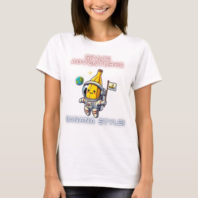 Camiseta Aventuras do Astronauta da Banana Espacial (Frente)