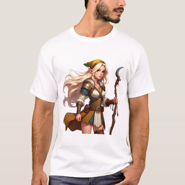 Camiseta Aventureira Druida Elfa Forestblade (Frente)