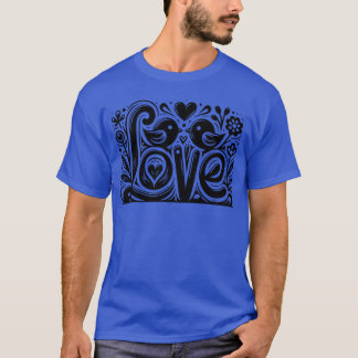 Camiseta Aves Apaixonadas Por Corações Desenhando Retrato