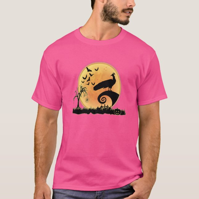 Camiseta Aves De Pavão E Animais Assustadores Da Lua (Frente)
