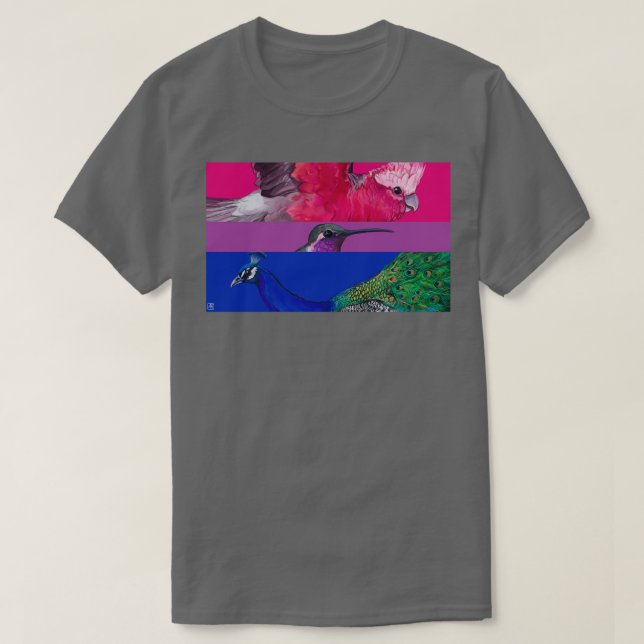Camiseta Aves do Orgulho Bissexual (Frente do Design)