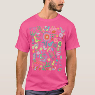 Camiseta Aves E Sangue - Pastéis Em Flora Preta - Bonito