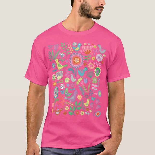 Camiseta Aves E Sangue - Pastéis Em Flora Preta - Bonito (Frente)