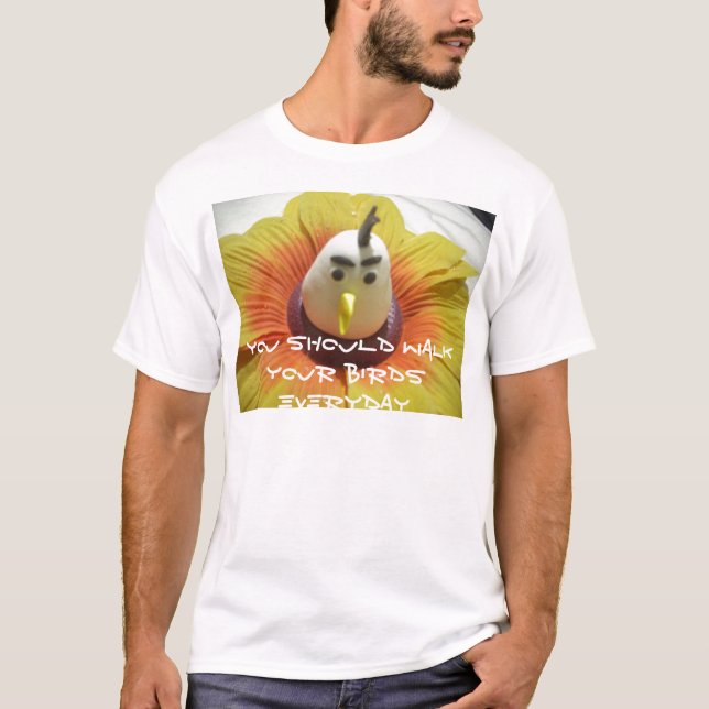 Camiseta Aves Esculpidas na Impressão de Arte de Girassol (Frente)
