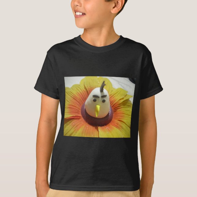 Camiseta Aves Esculpidas na Impressão de Arte de Girassol (Frente)