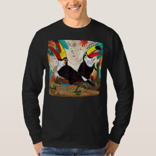 Camiseta Aves Exóticas Flores de Vida Selvagem Tropicais To