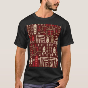 Camiseta Aves Flores Azul Escuro Padrão
