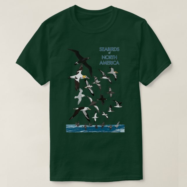 Camiseta Aves marinhas da América do Norte com texto  (Frente do Design)
