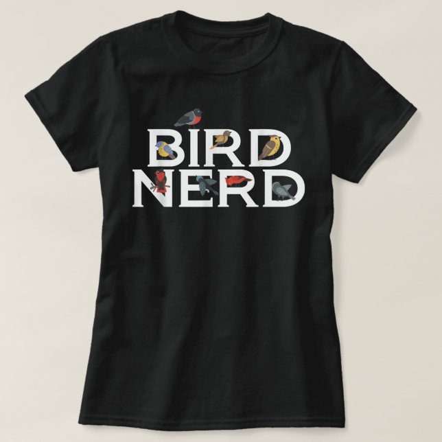 Camiseta Aves Que Amam O Entusiasta De Aves De Nerd (Frente do Design)