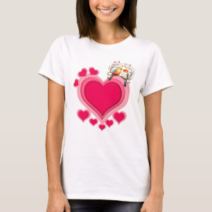 Camiseta Aves românticas no Dia de os namorados e Coração d