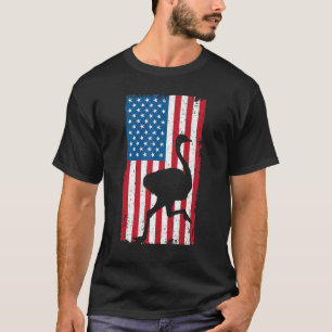 Camiseta Avestruz Bandeira EUA América Animal Ave que não v