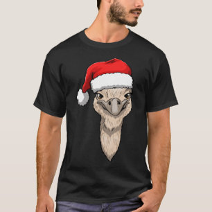 Camiseta Avestruz Cabeça Papai Noel Divertido Mulheres Amor