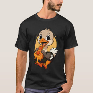 Camiseta Avestruz Engraçada Comendo Gráfico de Pizza Menino
