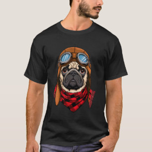 Camiseta Aviador Piloto de Pug Fofo Mãe Pai Crianças Avião