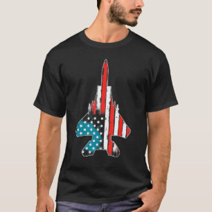 Camiseta Avião Americano Flag Usa Jet Fighter 4 De Julho