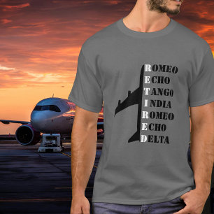 Camiseta Avião Aposentado Alfabeto Fonético Nato Aviação