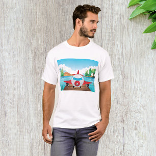 Camiseta Avião Cartoon no Lago Diversão Viagem