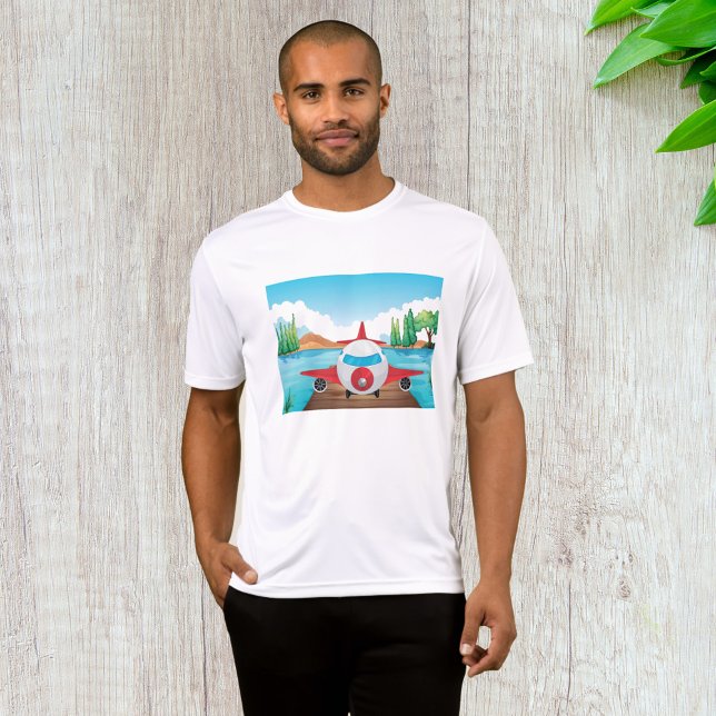 Camiseta Avião Cartoon no Lago Diversão Viagem (Criador carregado)