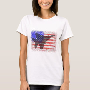 Camiseta Avião da Bandeira Americana Roupas Patrióticas da 