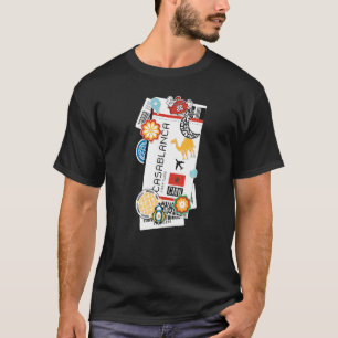 Camiseta Avião de Bilhete Aéreo Casablanca Embarque Avião A