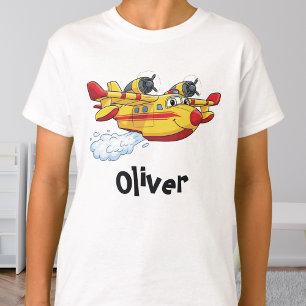Camiseta Avião de Combate a Incêndio de Desenho Animado Fof