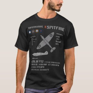 Camiseta Avião de Combatente do Raf SuperMarine Spitfire Ww