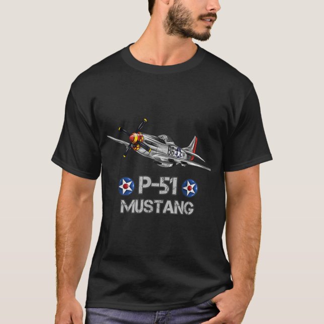Camiseta Avião de Combatente Mustang P-51 da 2ª Guerra Mund (Frente)