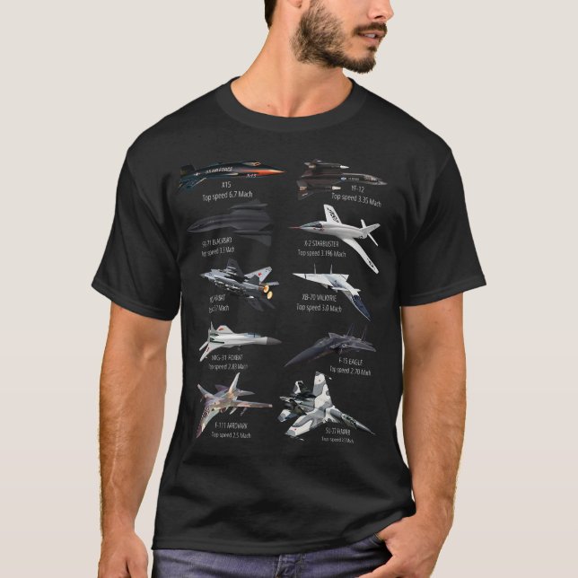 Camiseta Avião de Jato Mais Rápido do Militar (Frente)