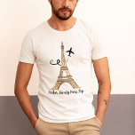 Camiseta Avião de Torre Eiffel Chic Trip em Paris Personali<br><div class="desc">Personalize estas camisetas minimalistas de Paris para a sua reunião familiar ou viagem de raparigas. Um desenho artístico da torre Eiffel com um avião voando atrás dela para simbolizar sua viagem de avião. Escrita cursiva personalizada.</div>